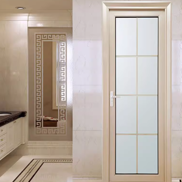Stylish Aluminum Casement Door Indoor Aluminum Alloy Glass Swing Doors for Kitchens Bathrooms and Toilets