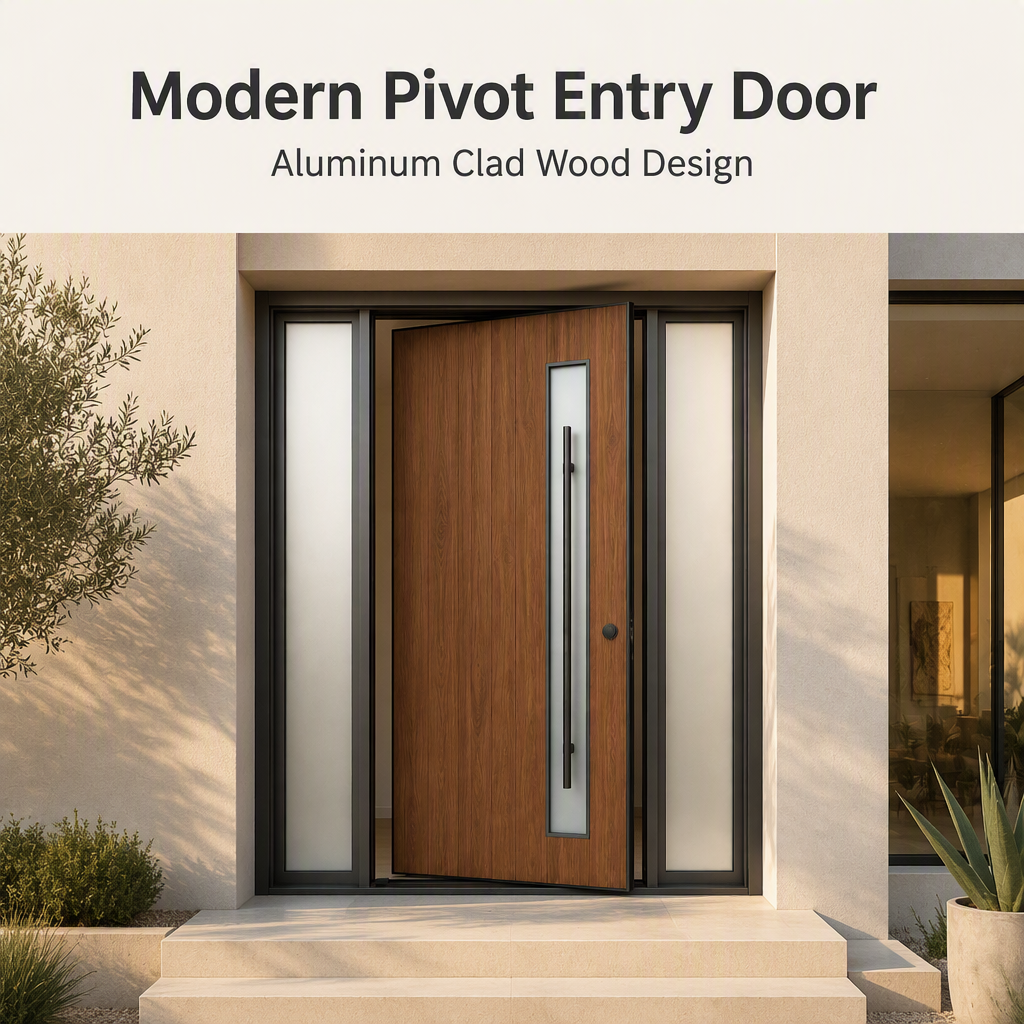 CE Certified Aluminum Clad Wood Pivot Door Solid Core Thermal Break Exterior Entry Door for Modern Villa