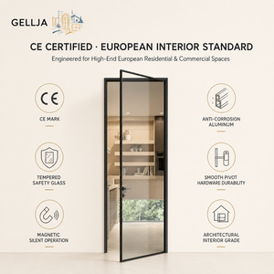 Narrow Frame French Aluminum Glass Vertical Hinged Door