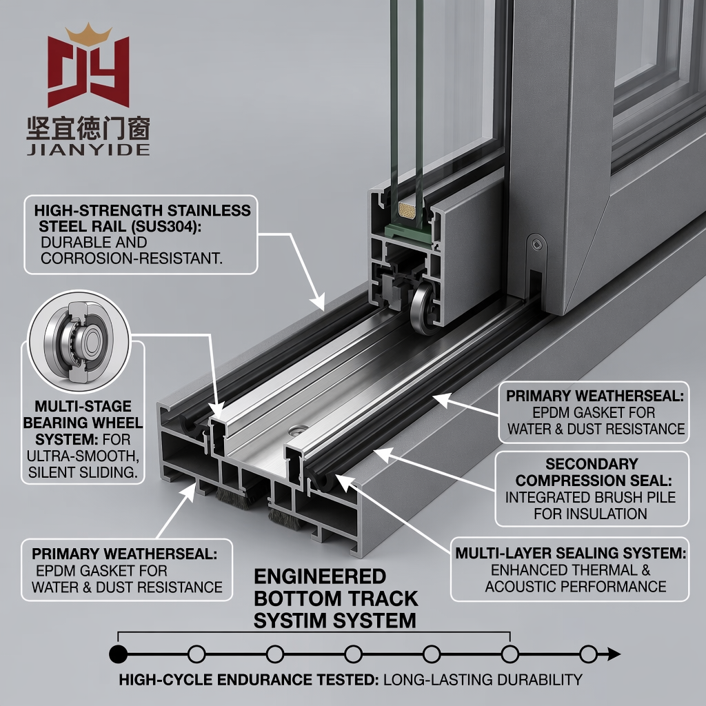 Heavy Duty Sliding Track and Roller System Detail