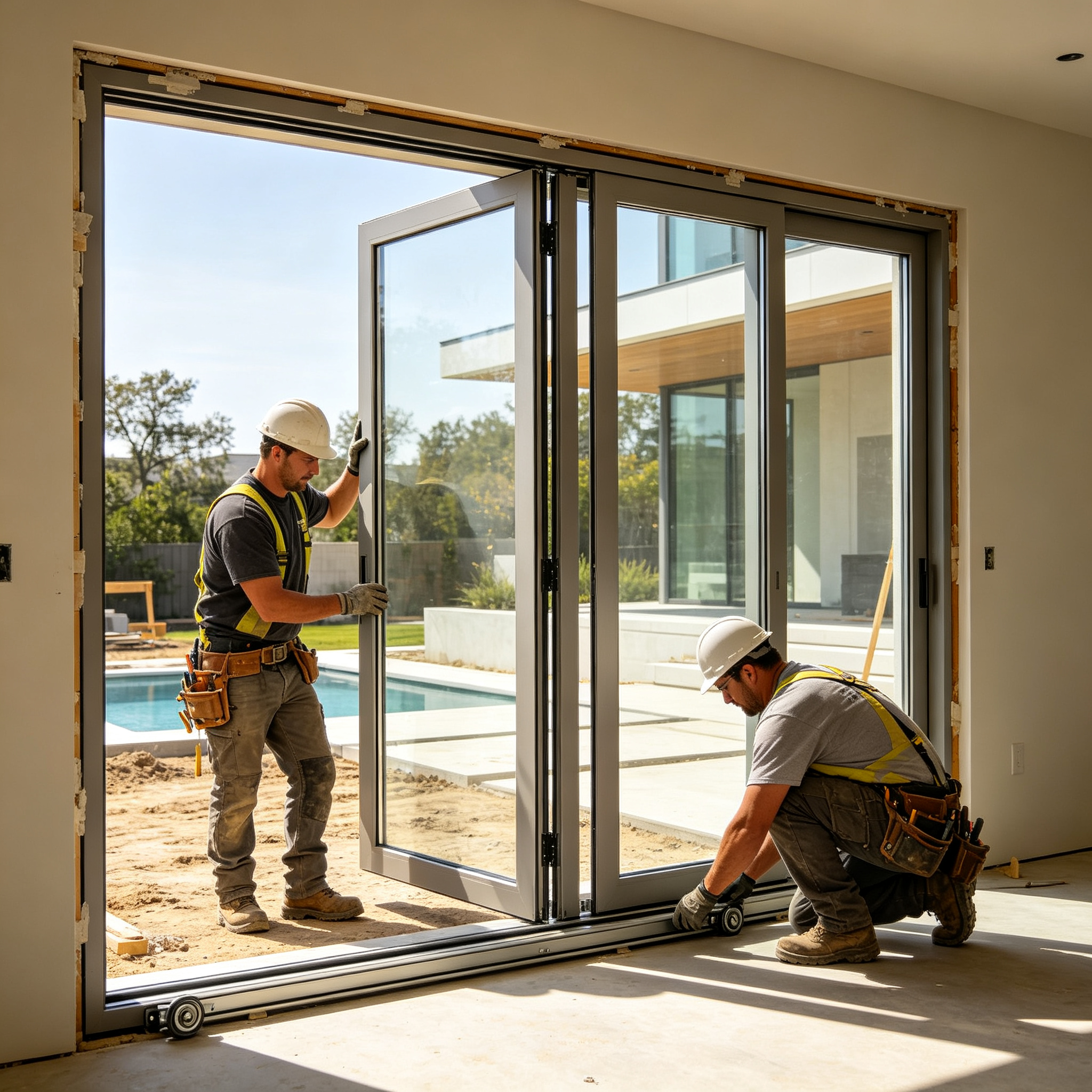 Thermal Break Aluminum Multi Slide Door Glazed Glass Stacking Design Large Opening Custom Size For USA Luxury Homes