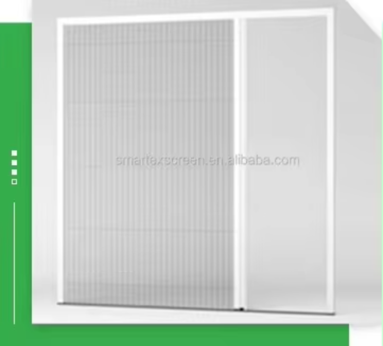 Retractable Screen Mosquito Nets Aluminum Alloy Frame Horizontal Rolling Fiberglass Mesh Pleated Mesh Folding Screen Door