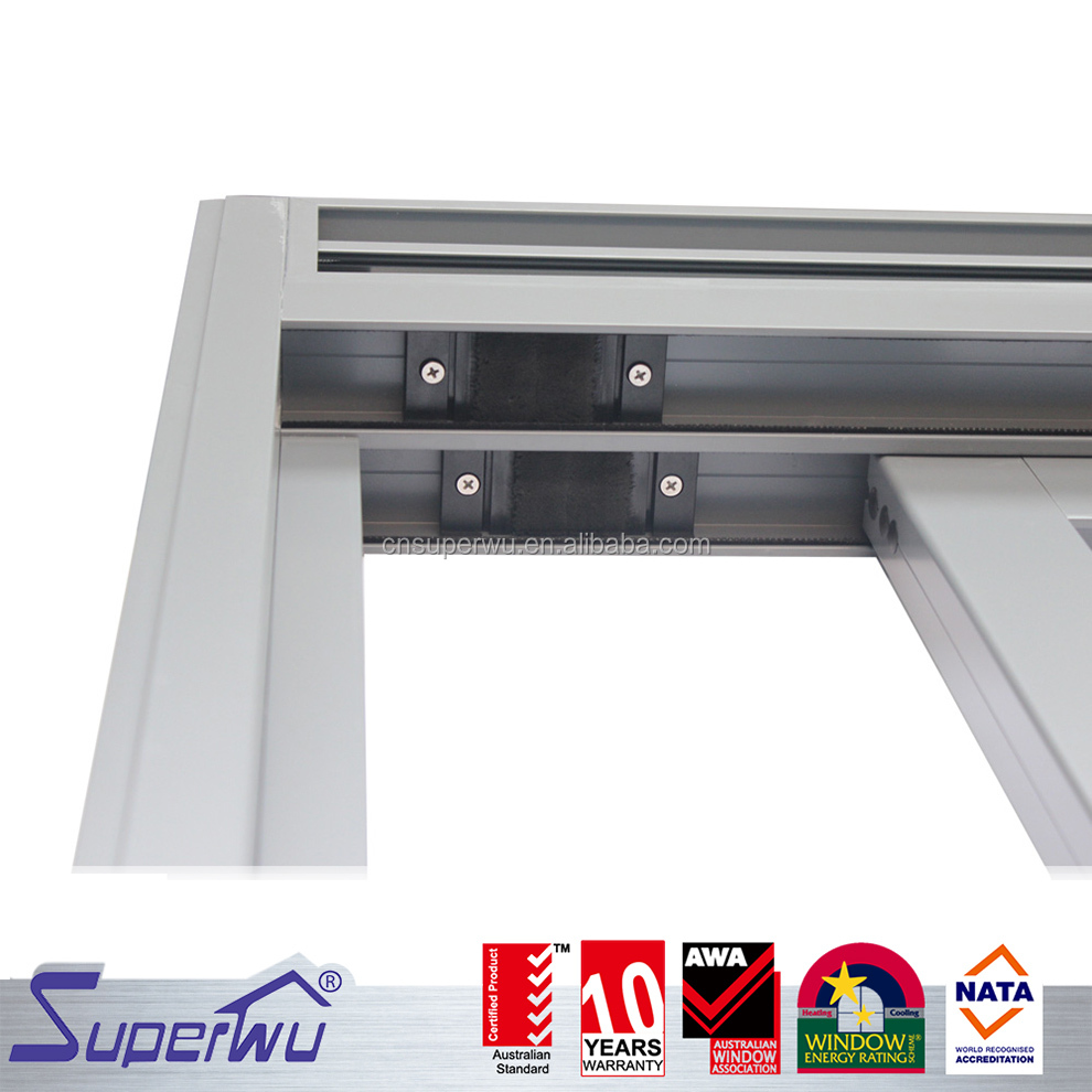 SUPERWU NFRC Standard Modern Architectural Design Aluminium Sliding Doors Double Glazed With Louver