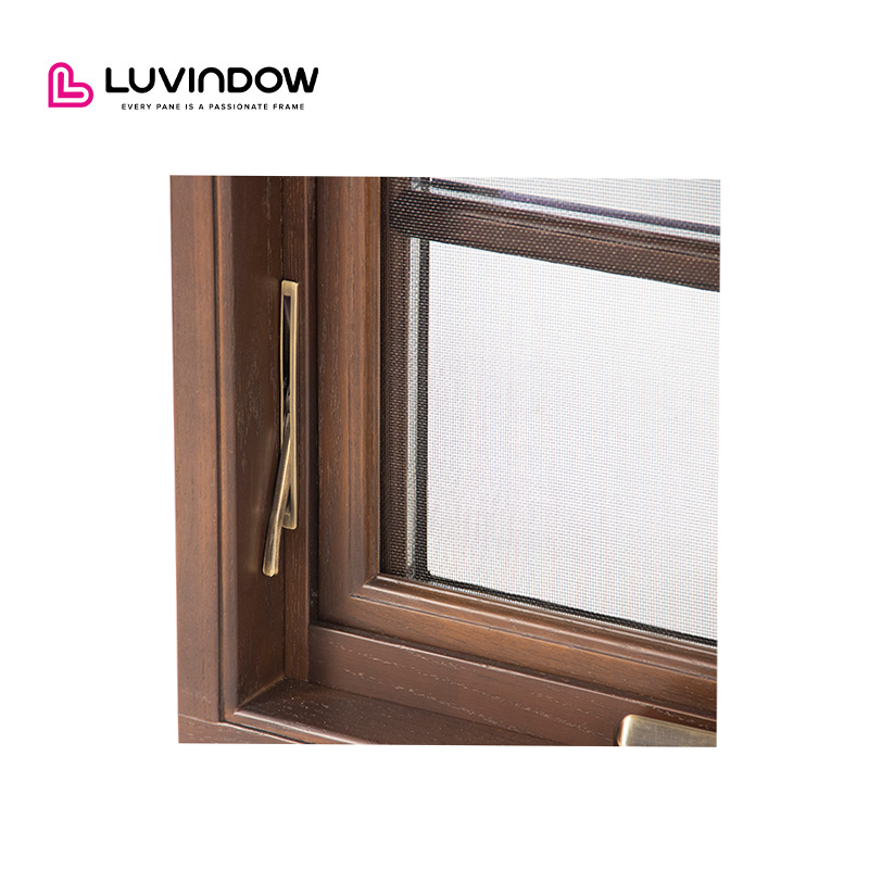 Manufactures NFRC Certified American Style Texas Aluminium Double Glass Window Aluminum Clad Wood Crank Casement windows