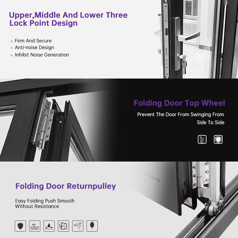 EOKO AAMA Multi-Point Lock Aluminum Accordion Door for Heritage Manor Hotel Garden Suite Custom Frame Color Folding Glass Doors