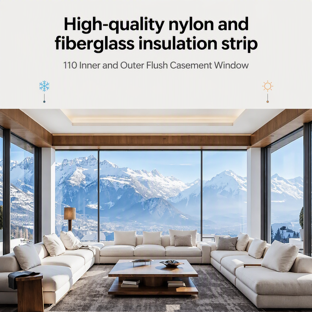 110 Casement Window Integrated Screen Thermal Break Flush Interior Exterior Tempered Hollow Glass