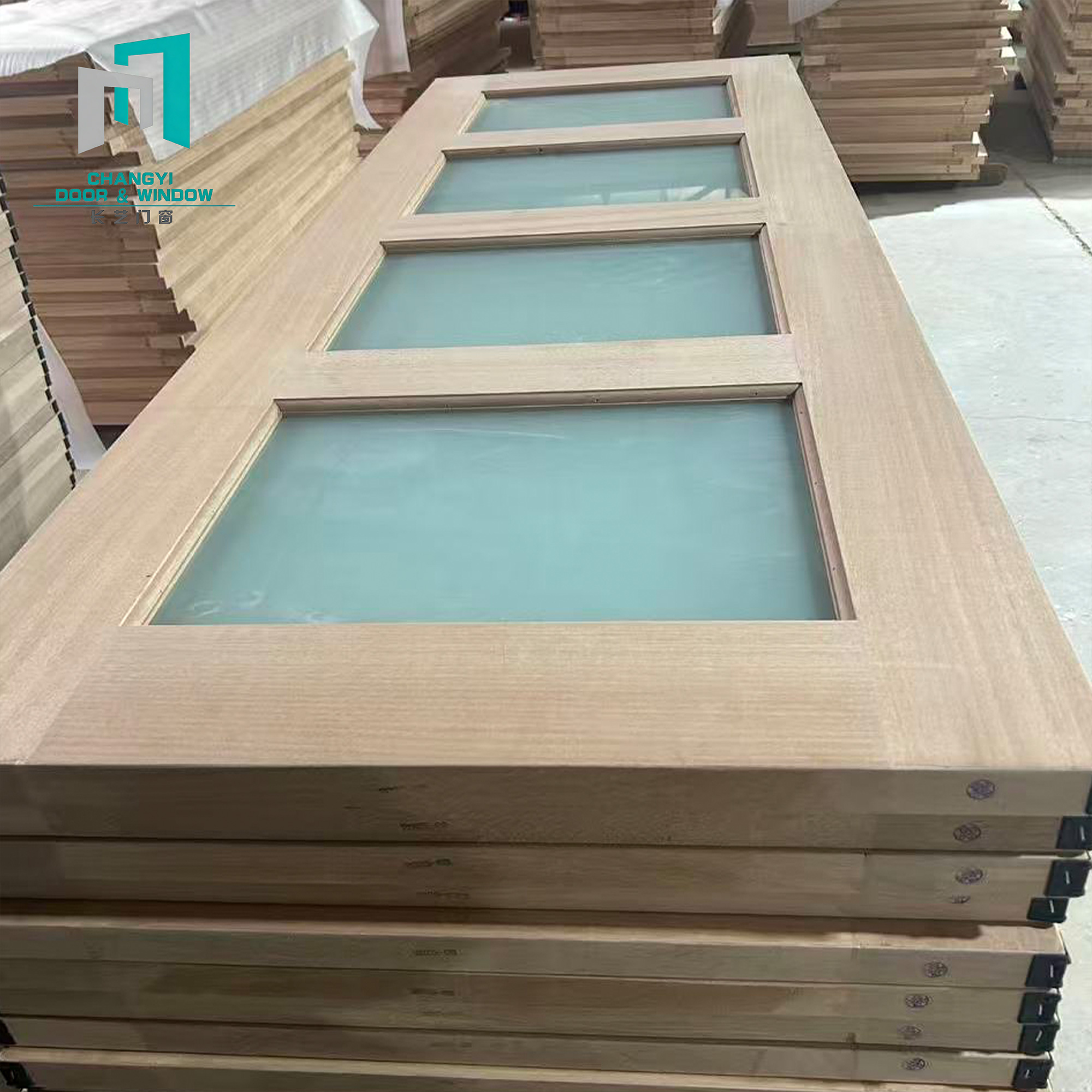 Modern Wooden Door 90 Min Fire Rated For Hotel Guest Room Smart Lock Sound Insulation Smoke Sealed Frame