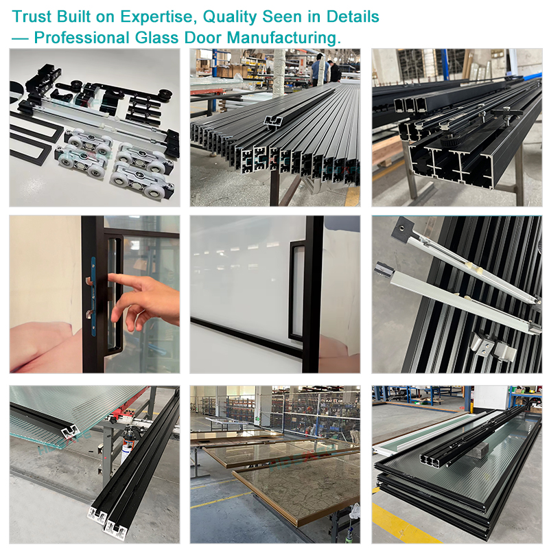 HDSAFE Aluminum Frame Glass Sliding Door 8mm Frosted Glass No Bottom Track Soft Closing for Hotel Apartment Residential Project