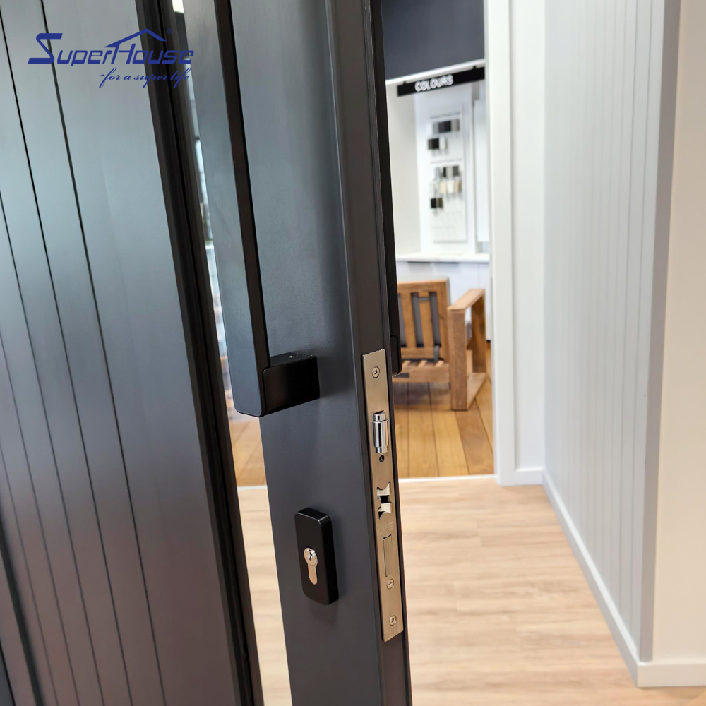 Minimalist Glass Light Offers Outdoor View Security Aluminum Entrance Door