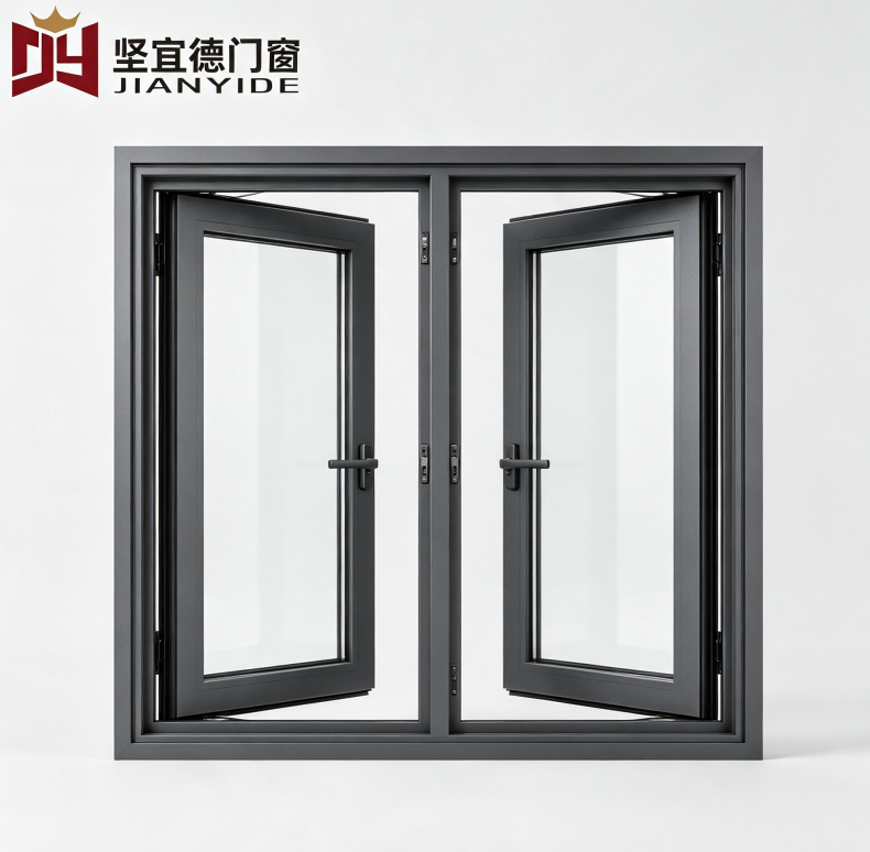 CE Certified Aluminium Casement Window With Low-E Double Glazing For European Homes OEM Custom Size, Wind And Water Resistant