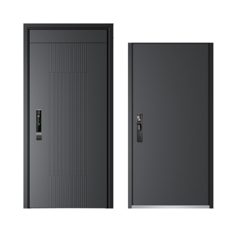 Modern Minimalist Anti-Theft Steel Security Door Cast Aluminum Entry Door Anti-Rust Finish Smooth Lines For Stylish Exterior