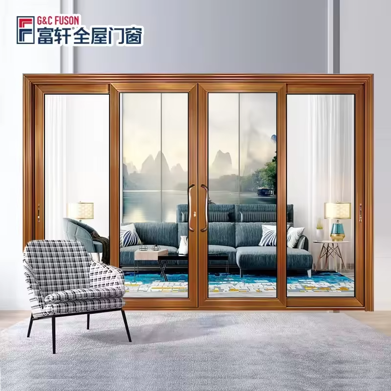 Fuson Commercial Security and Heavy-Duty With Bulletproof Glass Aluminum Sliding Doors for Shopping Malls or Restaurants