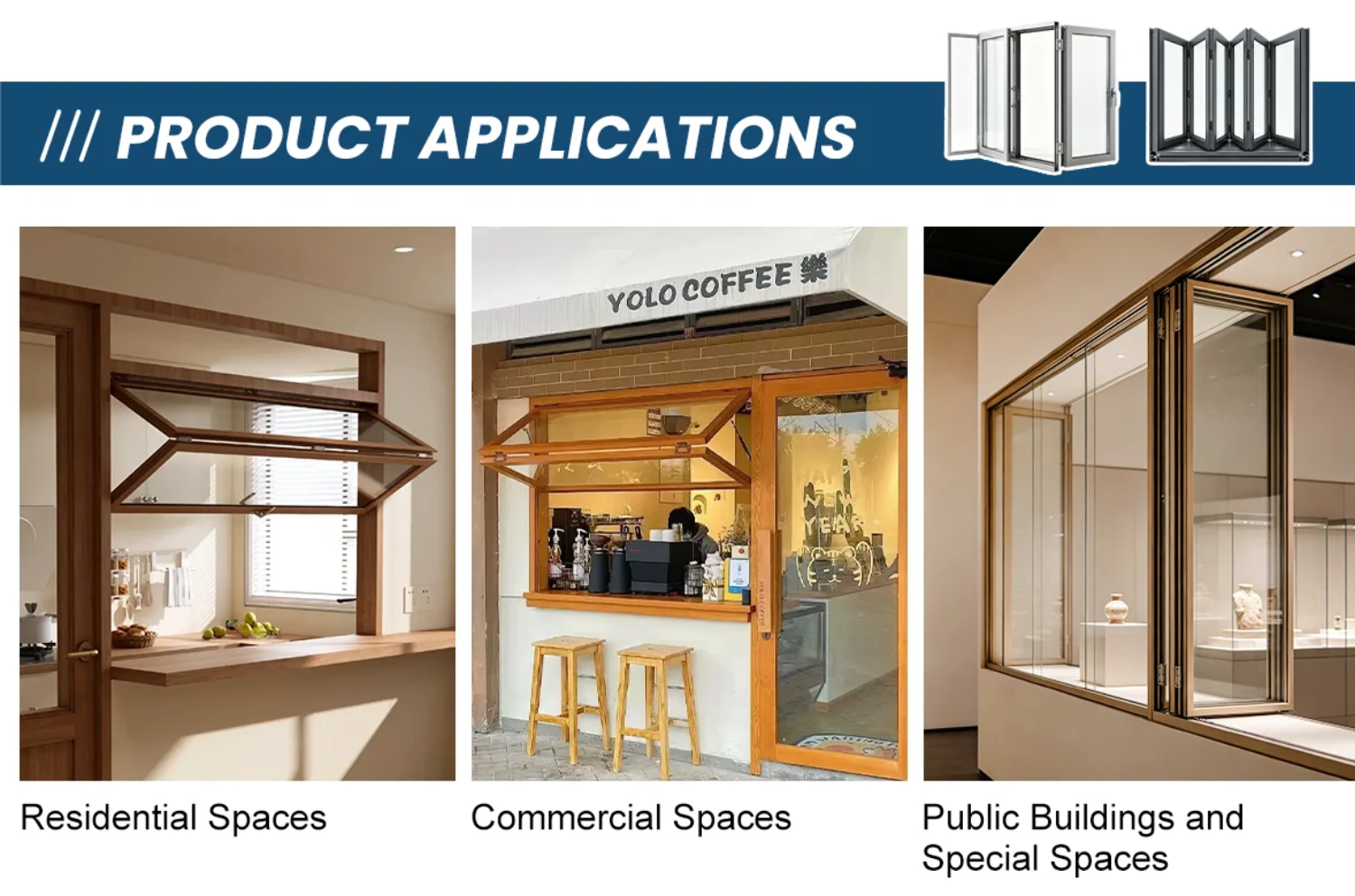 American-Style Electric Sliding Storefront Aluminum Double-Folded Window for Coffee Shop Outdoor Horizontal