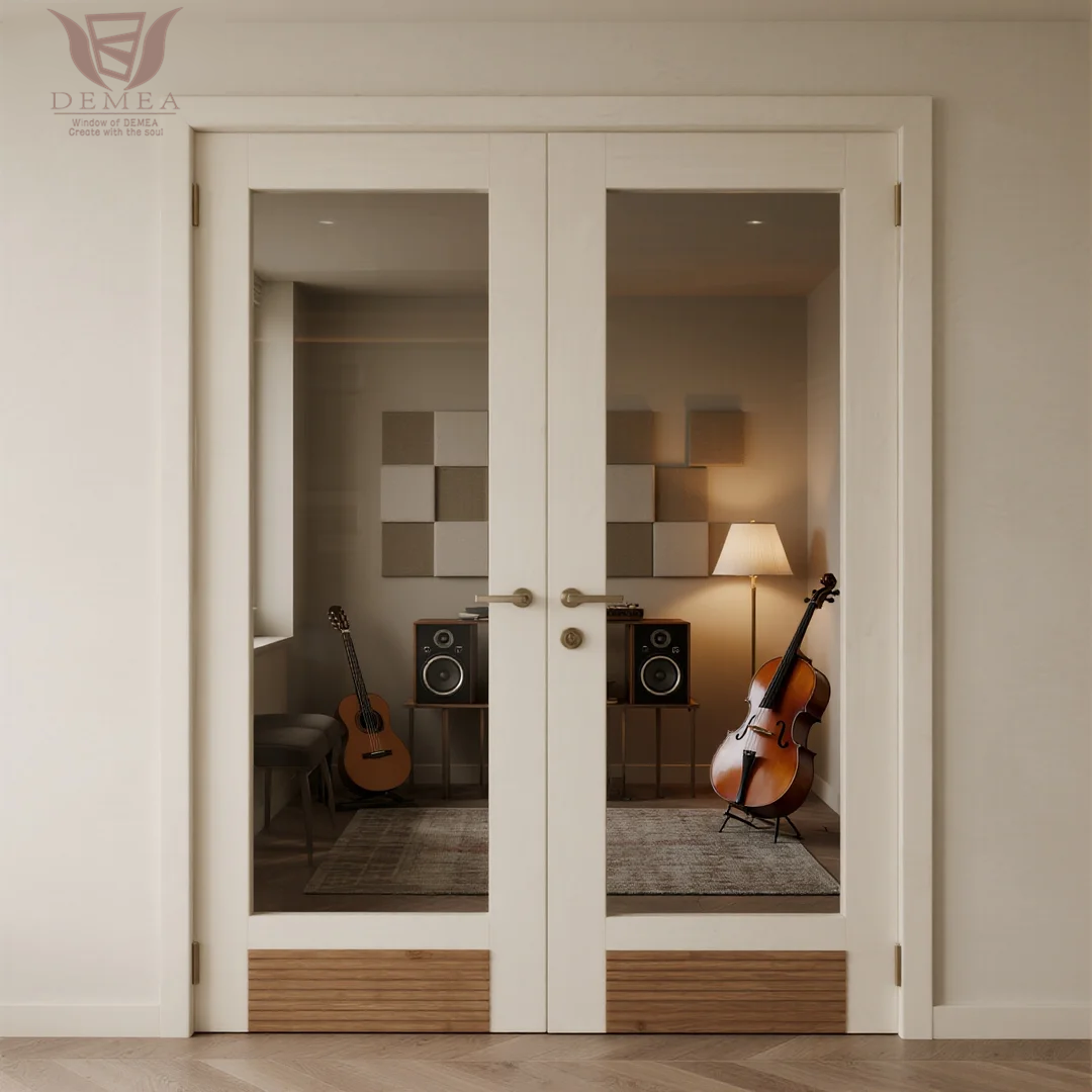 DEMEA Antique Style Soundproof Thermal Break Aluminum Swing Entrance Door for Residential House for Entry Living Room Bedroom