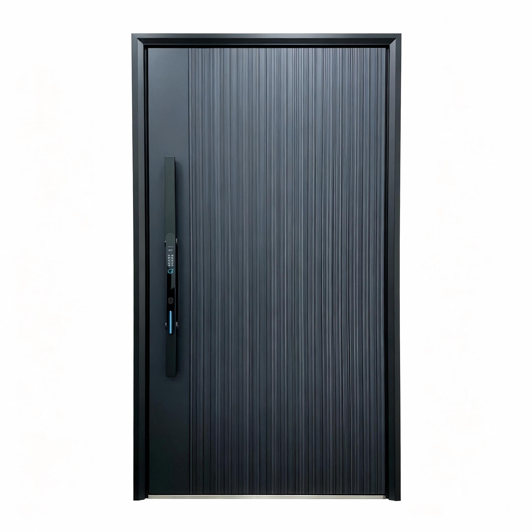Thermal Break Aluminum Single Swing Entry Door Frosted Glass Multi-Point Lock PVDF Coating Security Apartment Villa OEM Custom