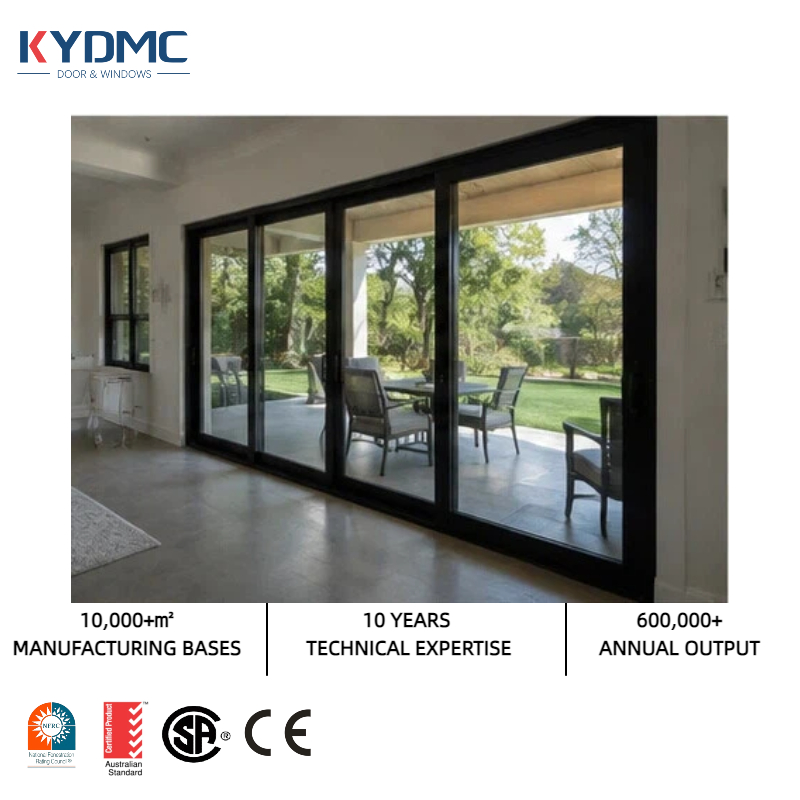 Courtyard Entry Sliding Doors Thermal Insulation Double Tempered Glass Aluminium Sliding Glass Patio Doors