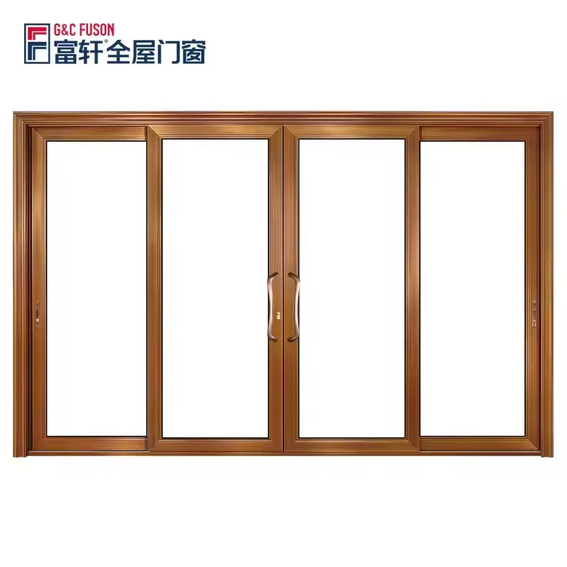 Fuson Commercial Security and Heavy-Duty With Bulletproof Glass Aluminum Sliding Doors for Shopping Malls or Restaurants