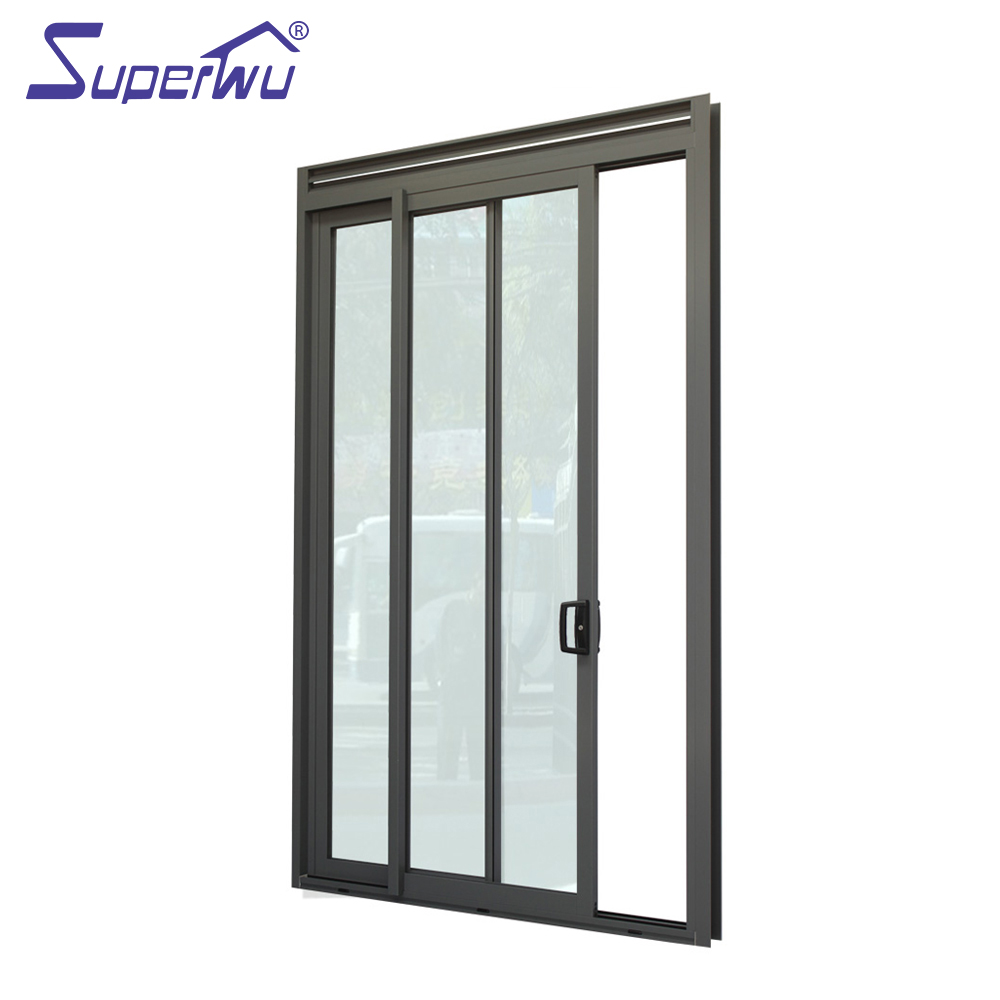 SUPERWU NFRC Standard Modern Architectural Design Aluminium Sliding Doors Double Glazed With Louver