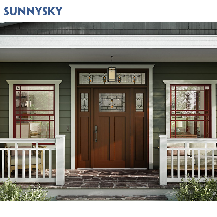 Sunnysky Building House Entrance Swing Door Villa Aluminum Casement Door With Mosquito