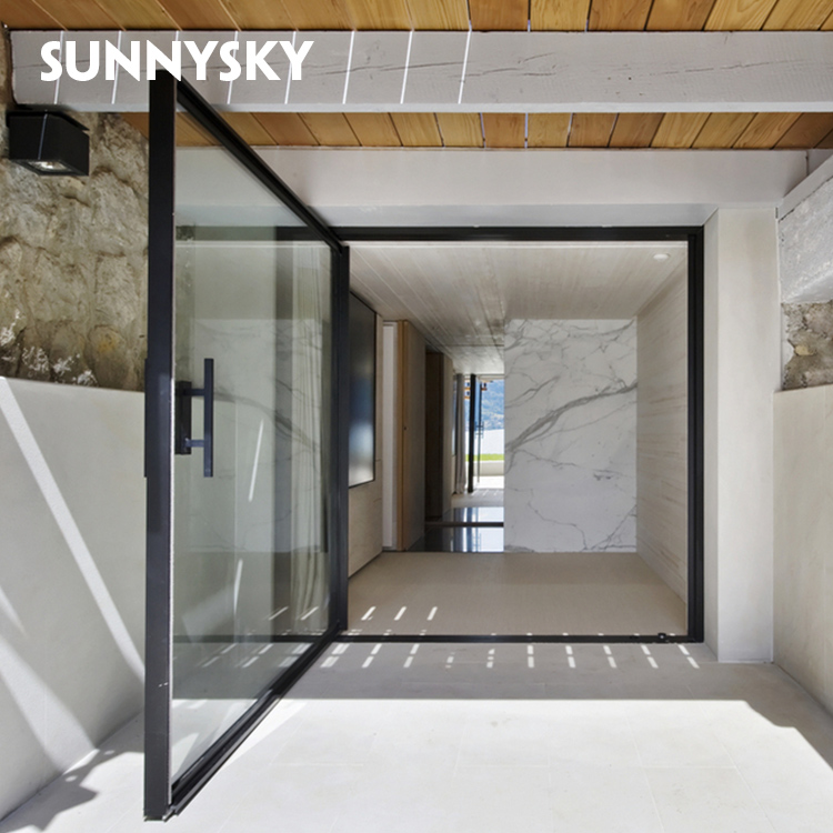 Sunnysky Building House Entrance Swing Door Villa Aluminum Casement Door With Mosquito