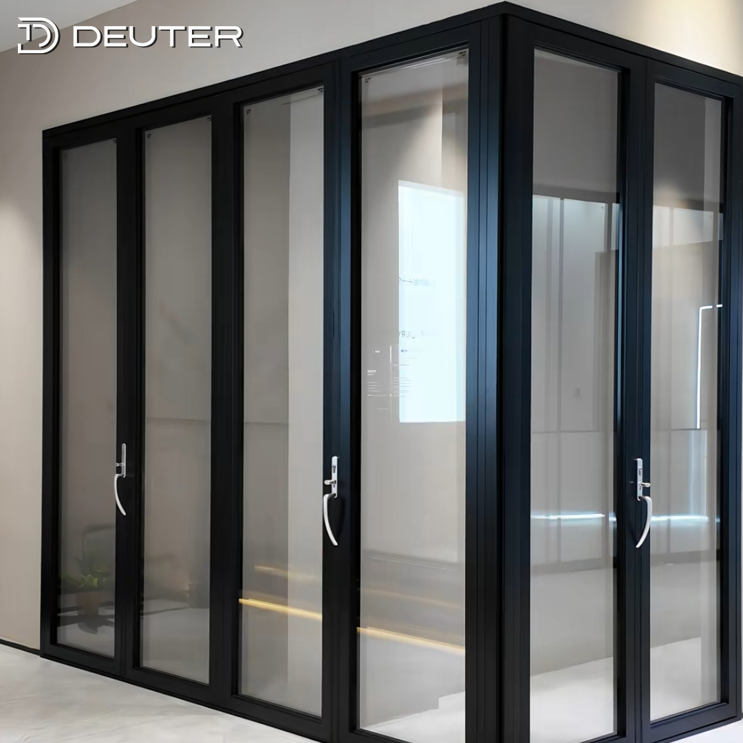 Finger Safe Structure Aluminum Folding Glass Doors Thermal Break Security Screen Bifold Accordion Patio Door Child Safe Villa