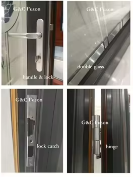 Fuson New Factory European Standard Double Panels Swing Style Aluminum Doors Casement Hinged Aluminum Interior/Exterior Doors