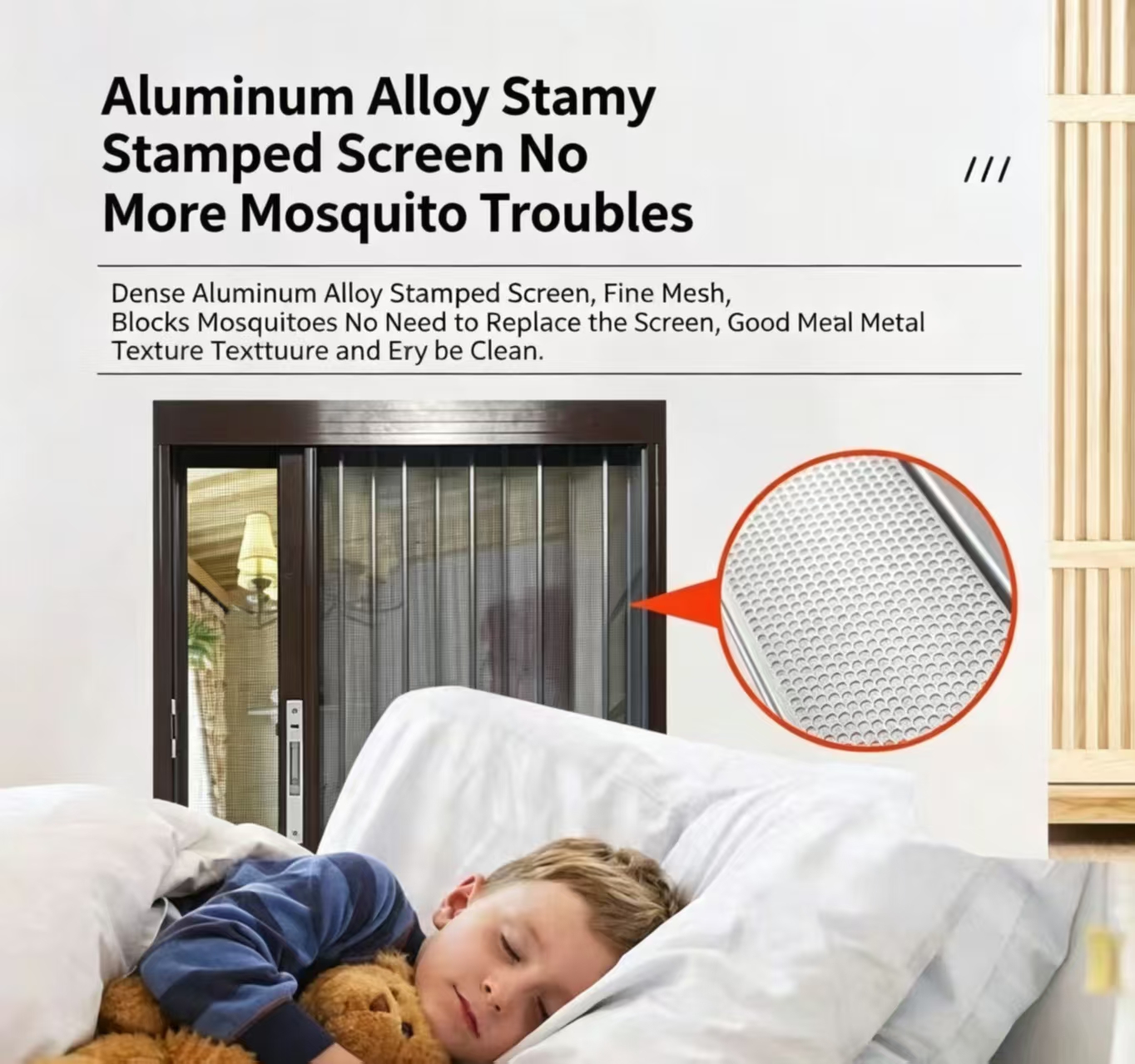 Custom-made diamond Mesh Aluminum Alloy Folding Invisible Screen Door for Home Use, Mosquito Prevention and Pet Protection.