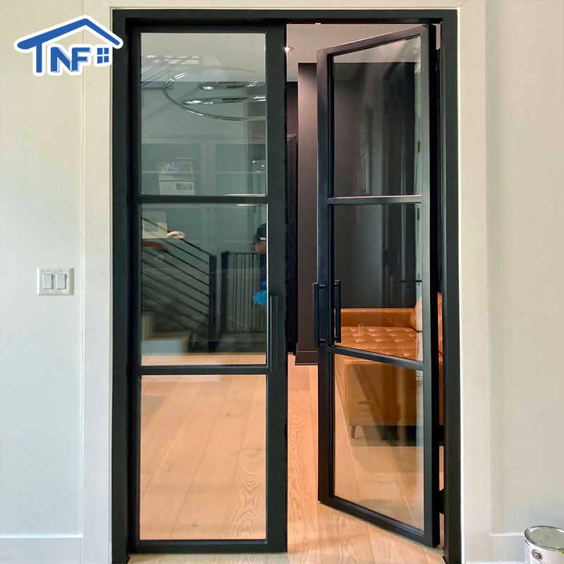 Custom Slim Aluminum Framed Swing Glass Crittall Style Arched Double Glazed Interior Casement Patio Entrance French Doors