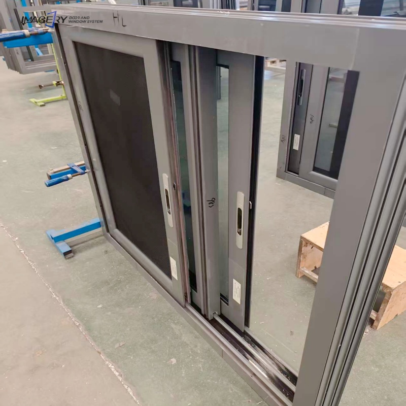 Imagery Non-thermal Break Aluminum Sliding Window Tempered Glass Soundproof with Anti-mosquito Screen for House