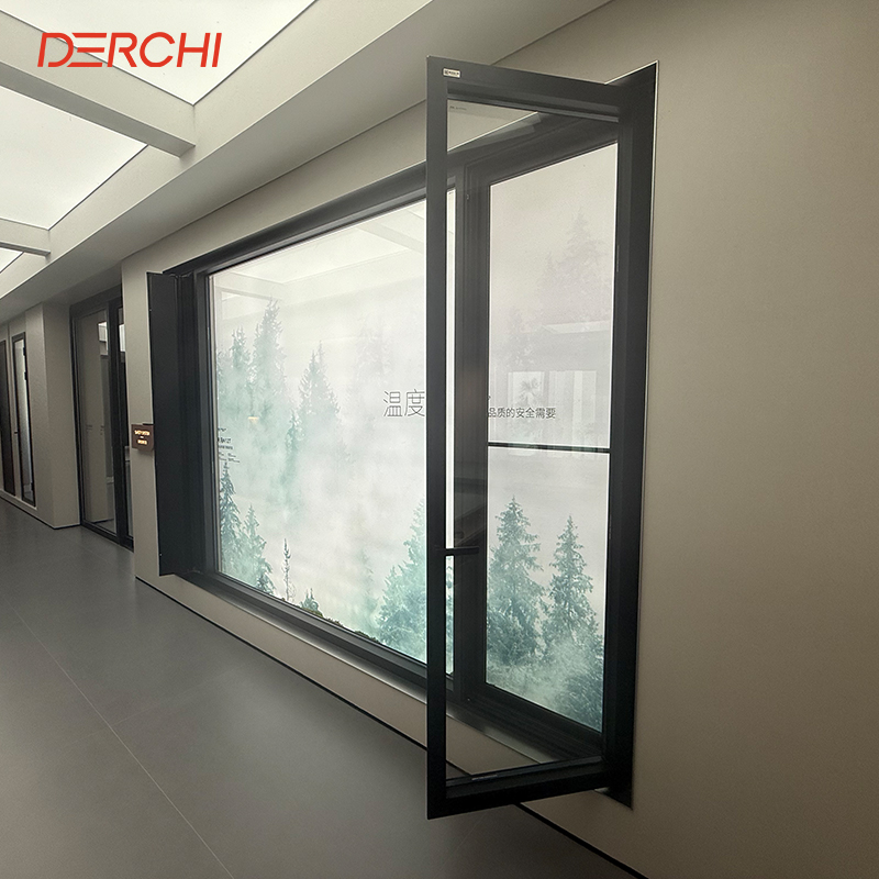 DERCHI Customized Fixed windows Double Tempered Insulating Broken Bridge windows Slim Profile Aluminium Casement windows