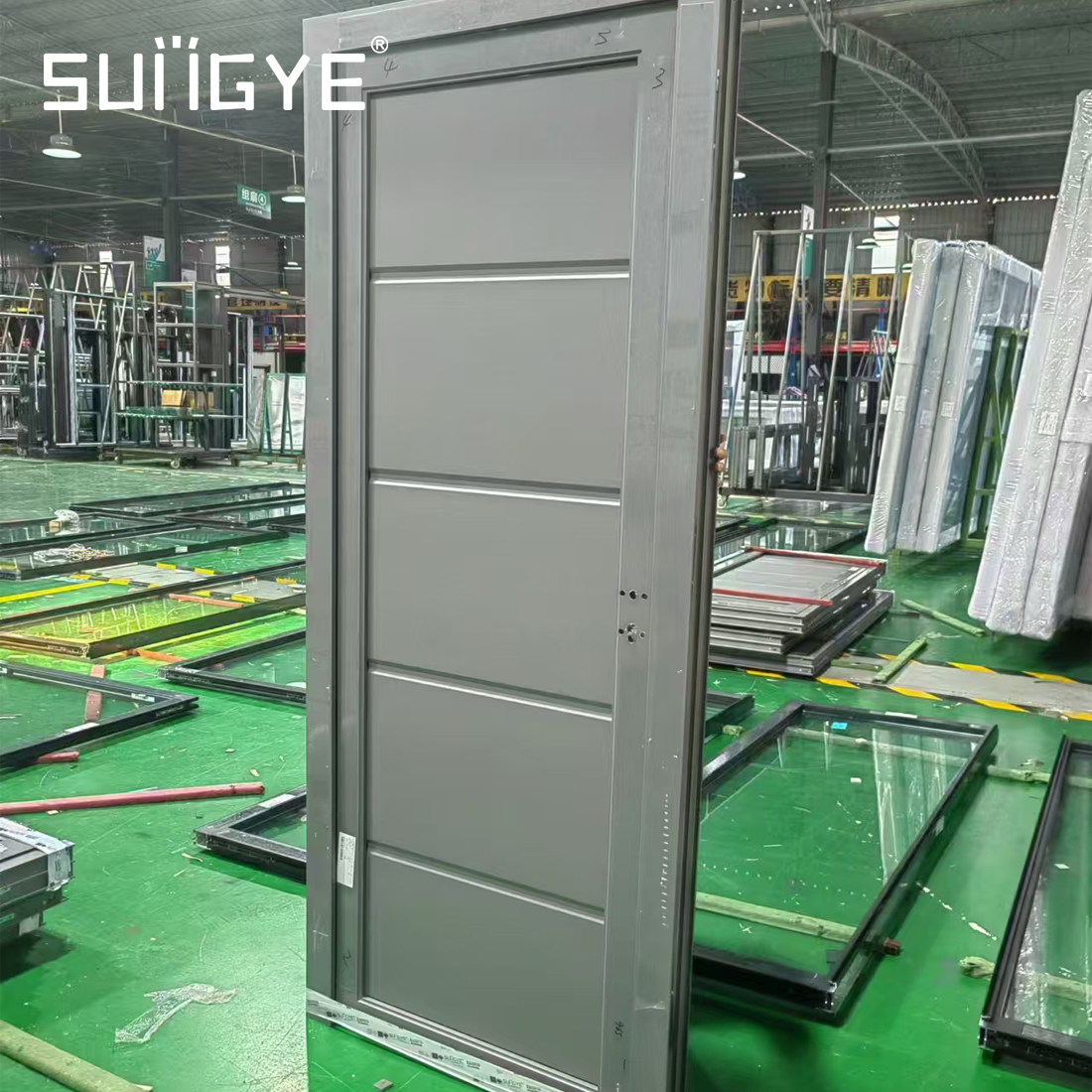 SUNGYE Factory Direct Solid Aluminum Doors Simple Design Exterior Aluminum Door with High Strength Soundproof Honeycomb Panel