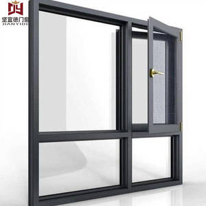 European Hurricane-resistant High-impact Black Aluminum Alloy Slim Aluminum Doors And Windows Casement Windows