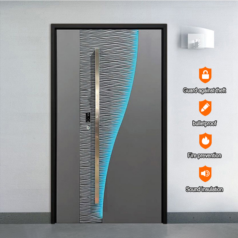 Precision-carved Aluminum Panel, Soundproof Acoustic Metal Steel Fire-rated Entrance Door Front Entry Doors