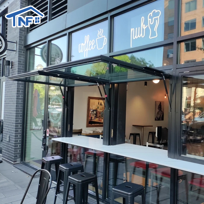 Aluminium Gas Strut Pass Through windows Push Out Flip Out windows Double Glazed Awning Window For Kitchen Bar