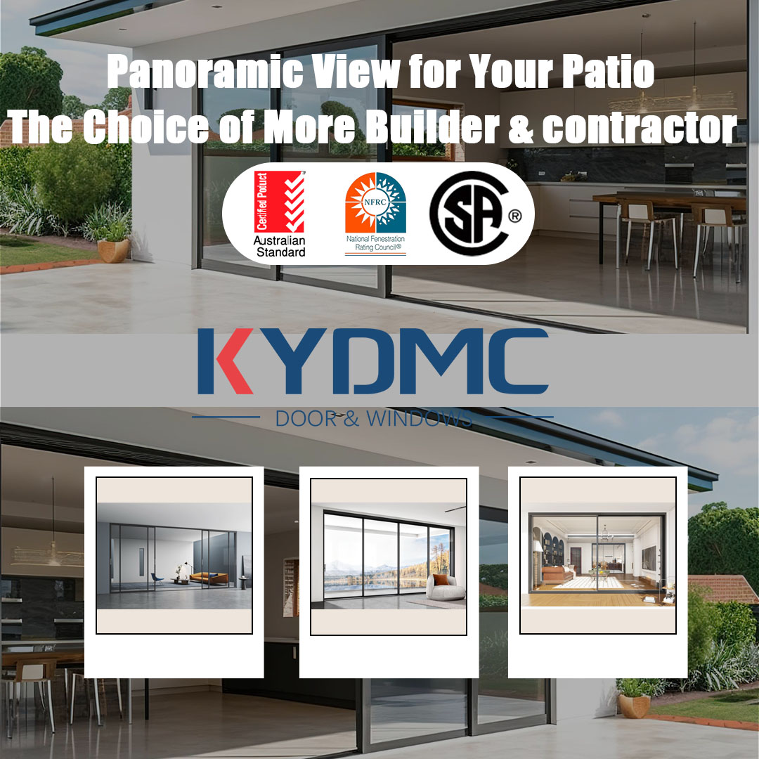 Courtyard Entry Sliding Doors Thermal Insulation Double Tempered Glass Aluminium Sliding Glass Patio Doors