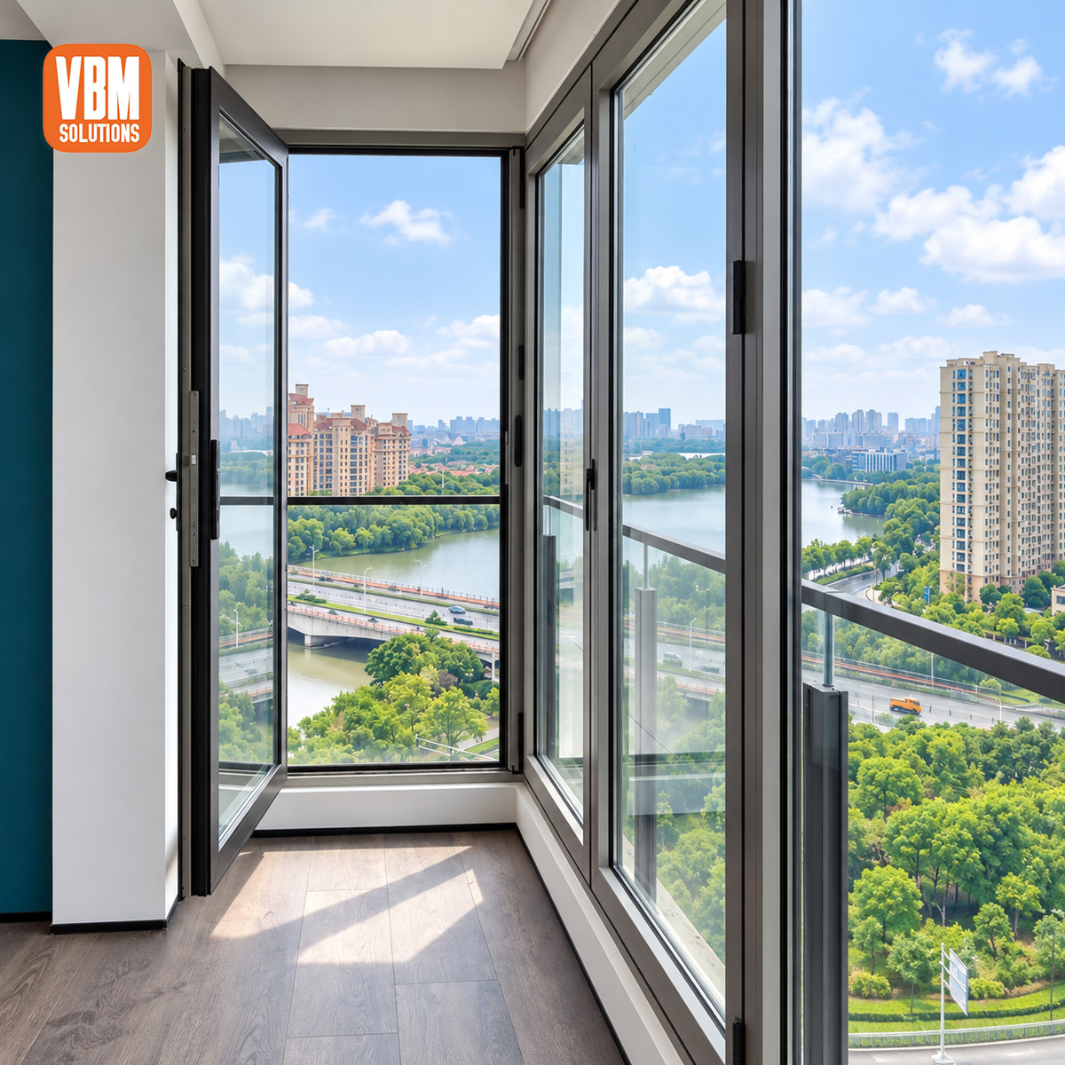 Soundproof Aluminium Bifold Window with Double Tempered Glass for Apartment Balcony and Urban Residence