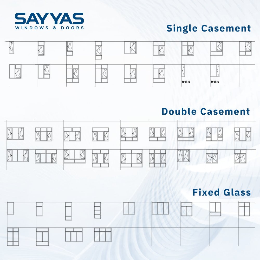 Sayyas Windows F120 Luxury European Style Soundproof Triple Glazed Tilt and Turn Window Aluminum Clad Wood Window