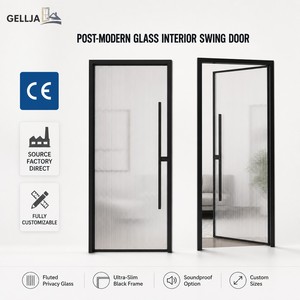 Interior Narrow Frame Aluminum Fluted Glass Door