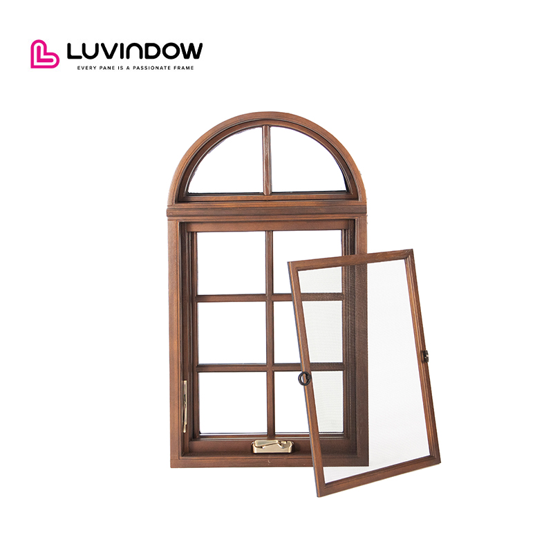Manufactures NFRC Certified American Style Texas Aluminium Double Glass Window Aluminum Clad Wood Crank Casement windows