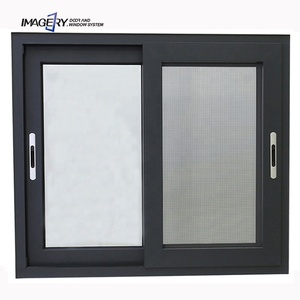 Black Tempered Glass Aluminum Sliding Bay Window