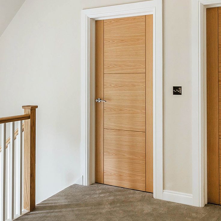CBMmart White Oak Veneer Stain Grade Modern Hotel Room Wood Door Designs With Metal Aluminum Strip Inlay For Hospitality Project