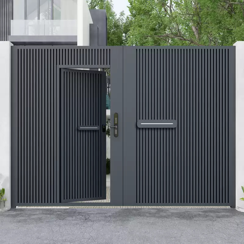 Modern European Style Automatic Opening Pattern Swing Sliding Aluminium Alloy Door for Outdoor Garden Courtyard Villa Entry