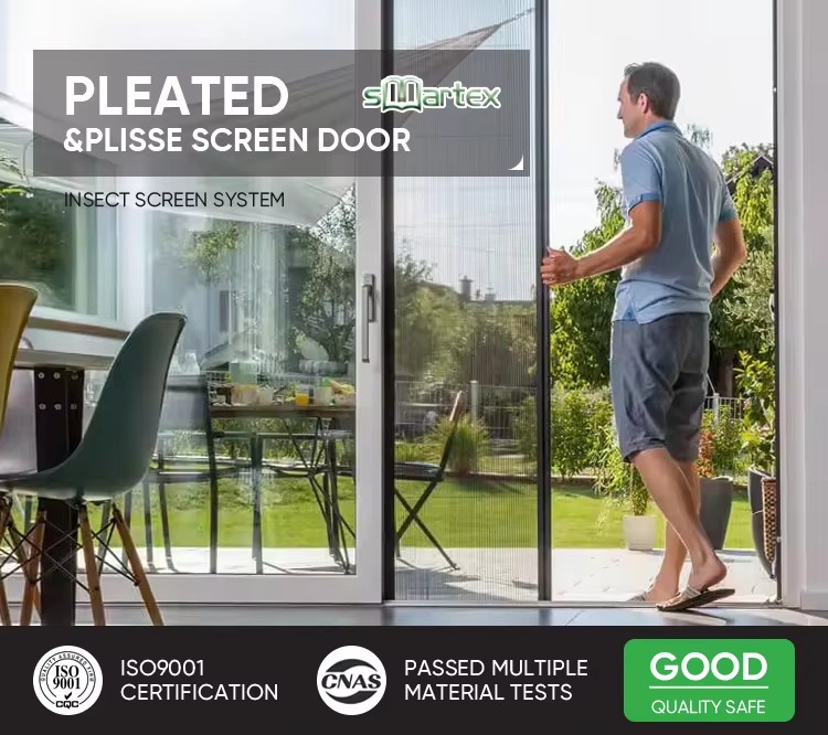 Retractable Screen Mosquito Nets Aluminum Alloy Frame Horizontal Rolling Fiberglass Mesh Pleated Mesh Folding Screen Door