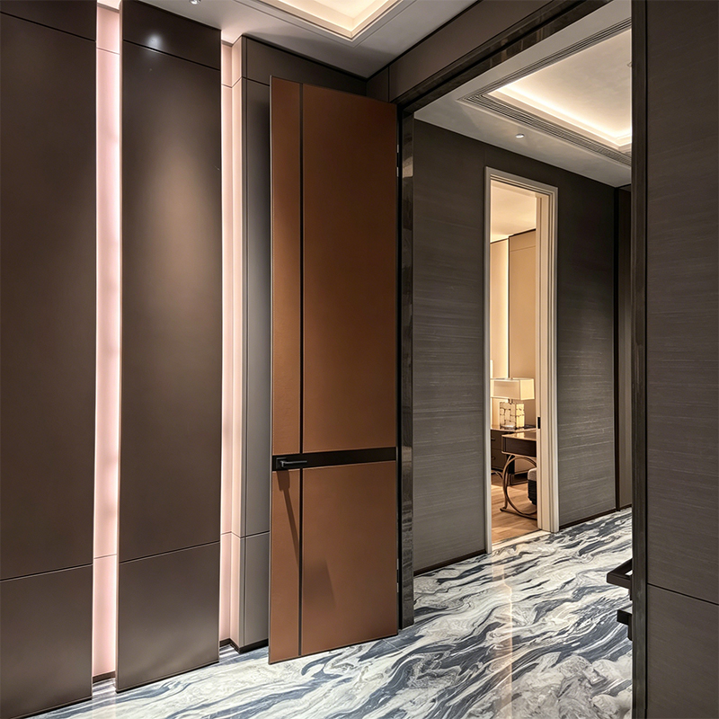 Foshan Manufacturer Modern Interior Aluminum Wooden Frame Swing Door Custom Solution For Residential Room