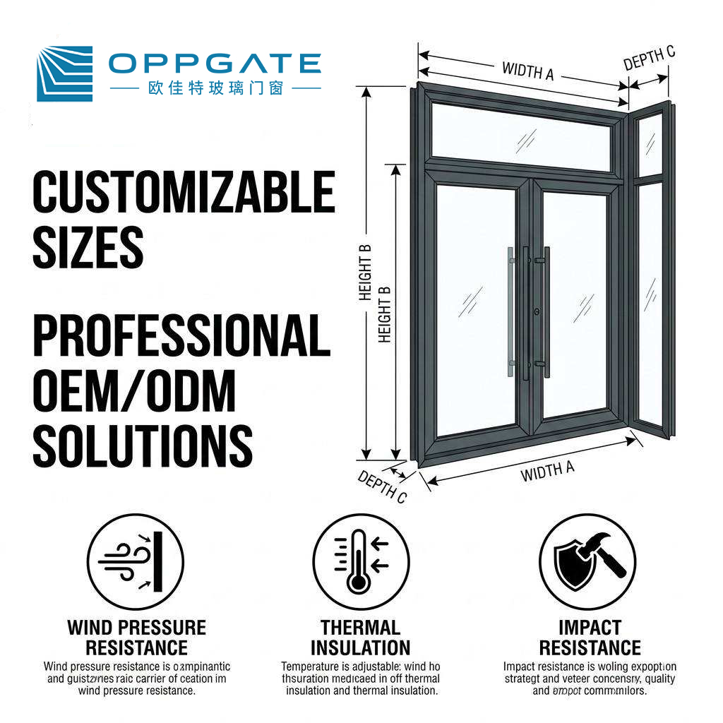 Aluminum Casement Door Screen Mosquito Net Fly Double Glazed Thermal Break Exterior Entry Patio Hinged Sound Insulation NFRC