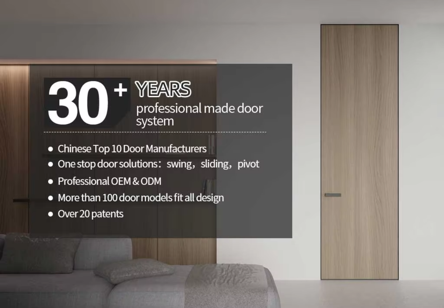Foshan Manufacturer Modern Interior Aluminum Wooden Frame Swing Door Custom Solution for Residential Room