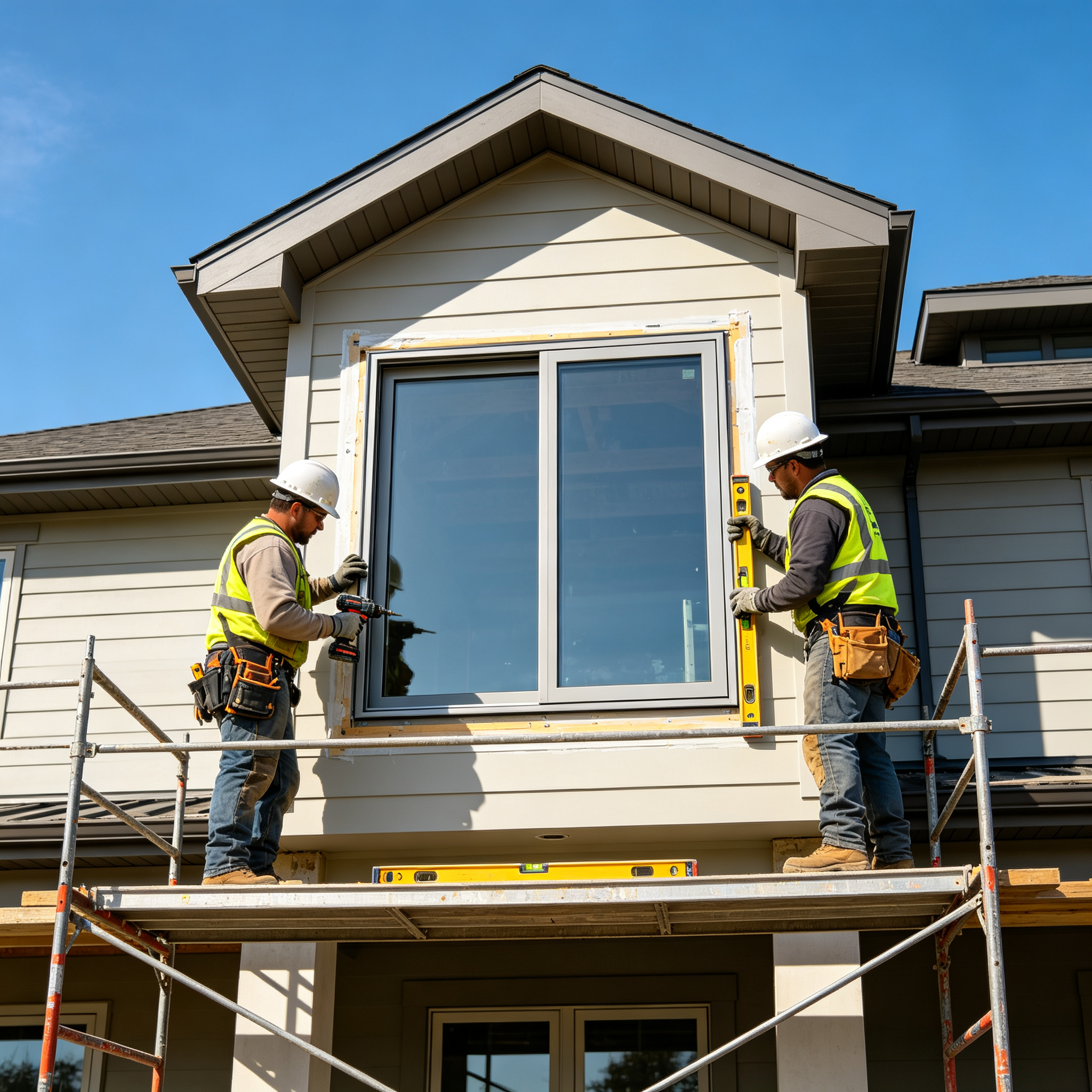 Thermal Break Aluminum Double Hung Window Large Size Double Glazed Low-E Glass For American Residential Villa Projects