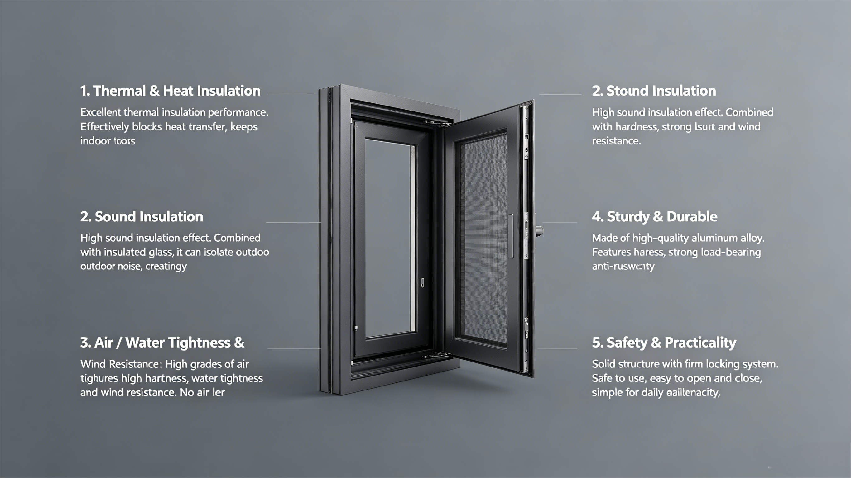 OEM ODM Manufacturer's Modern Double Glazed Security Aluminum Swing Windows &amp; Doors Windproof Feature For Home/Apartment Use