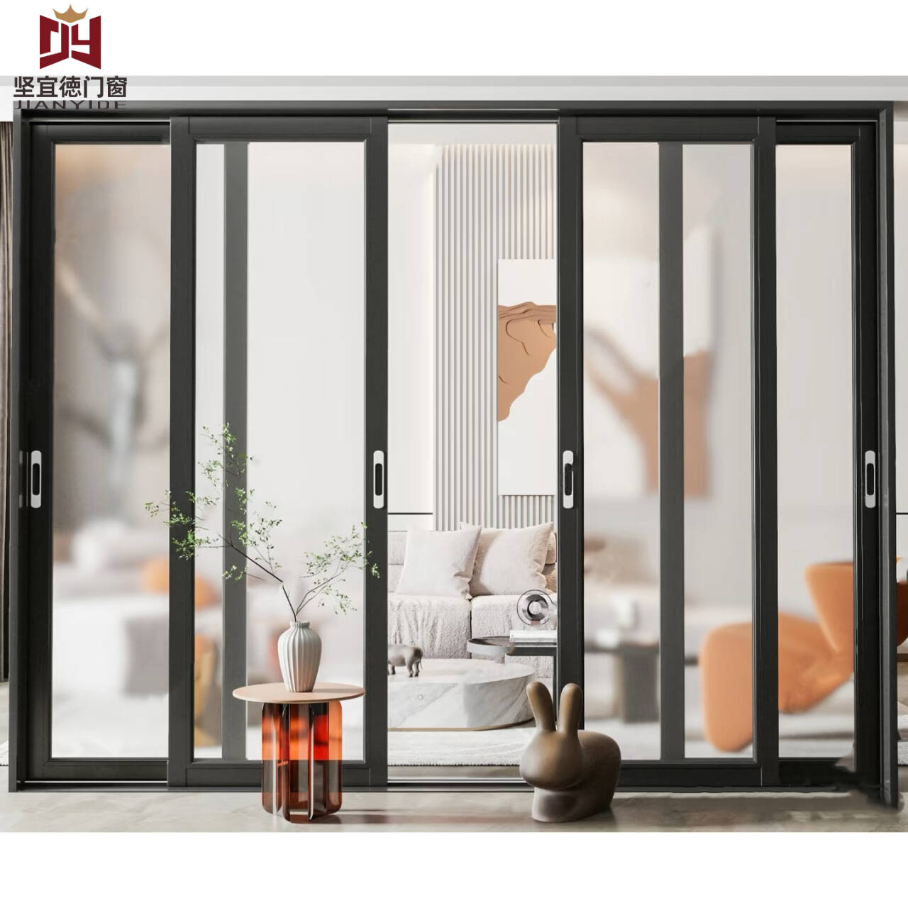 Modern 130 Series Aluminum Sliding Door Window Set Finished Surface Interior Use Custom Size Energy Efficient