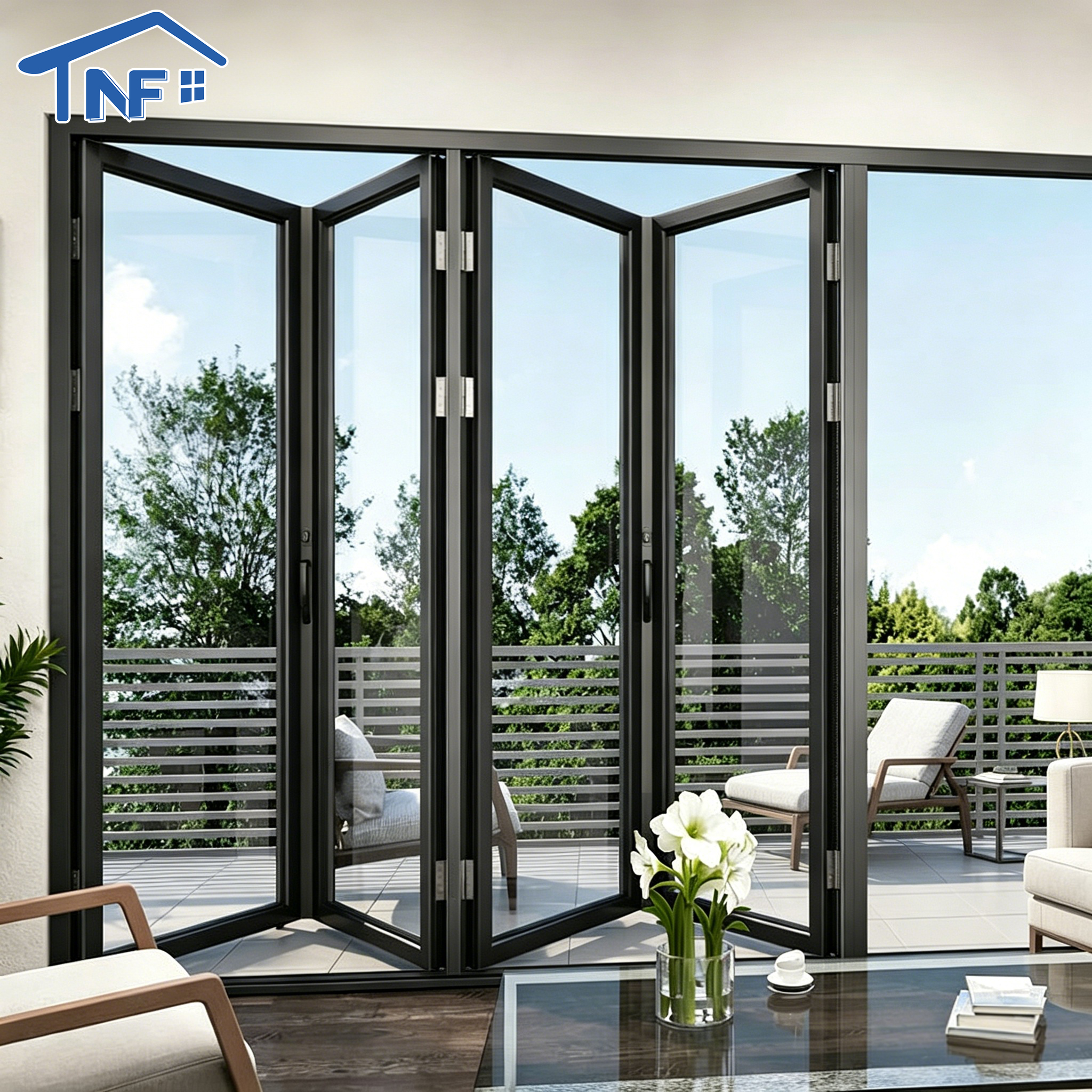 Waterproof Aluminum Tempered Glass Patio Sliding Accordion Folding Doors